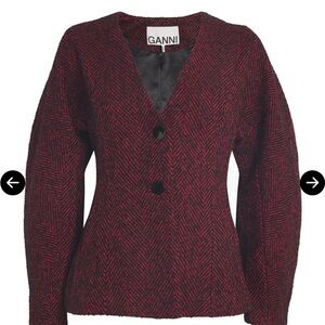 Ganni Burgundy and Black blazer